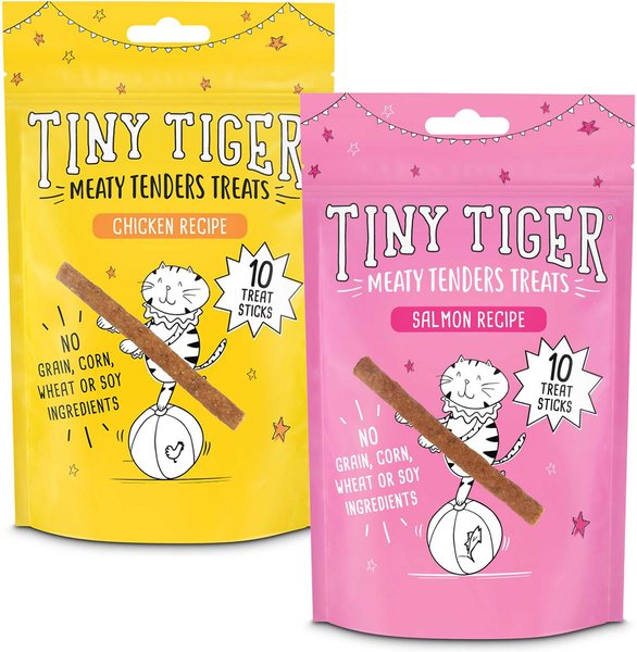 Tiny Tiger Meaty Tenders Sticks, Chicken Recipe + Meaty Tenders Sticks, Salmon Recipe Cat Treats slide 1 of 9