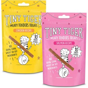 Tiny Tiger Meaty Tenders Sticks, Chicken Recipe  + Meaty Tenders Sticks, Salmon Recipe Cat Treats