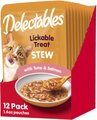 Hartz Delectables Stew Tuna & Salmon Pack Lickable Cat Treats, 1.4-oz pouch, 12 count