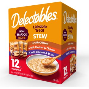 Hartz Delectables Non-Seafood Stew Variety Pack Lickable Cat Treats, 1.4-oz pouch, 12 count