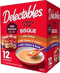 Hartz Delectables Non-Seafood Bisque Variety Pack Lickable Cat Treats, 1.4-oz pouch, 12 count