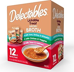 Hartz Delectables Savory Broth Variety Pack Lickable Cat Treats, 1.4-oz pouch, 12 count