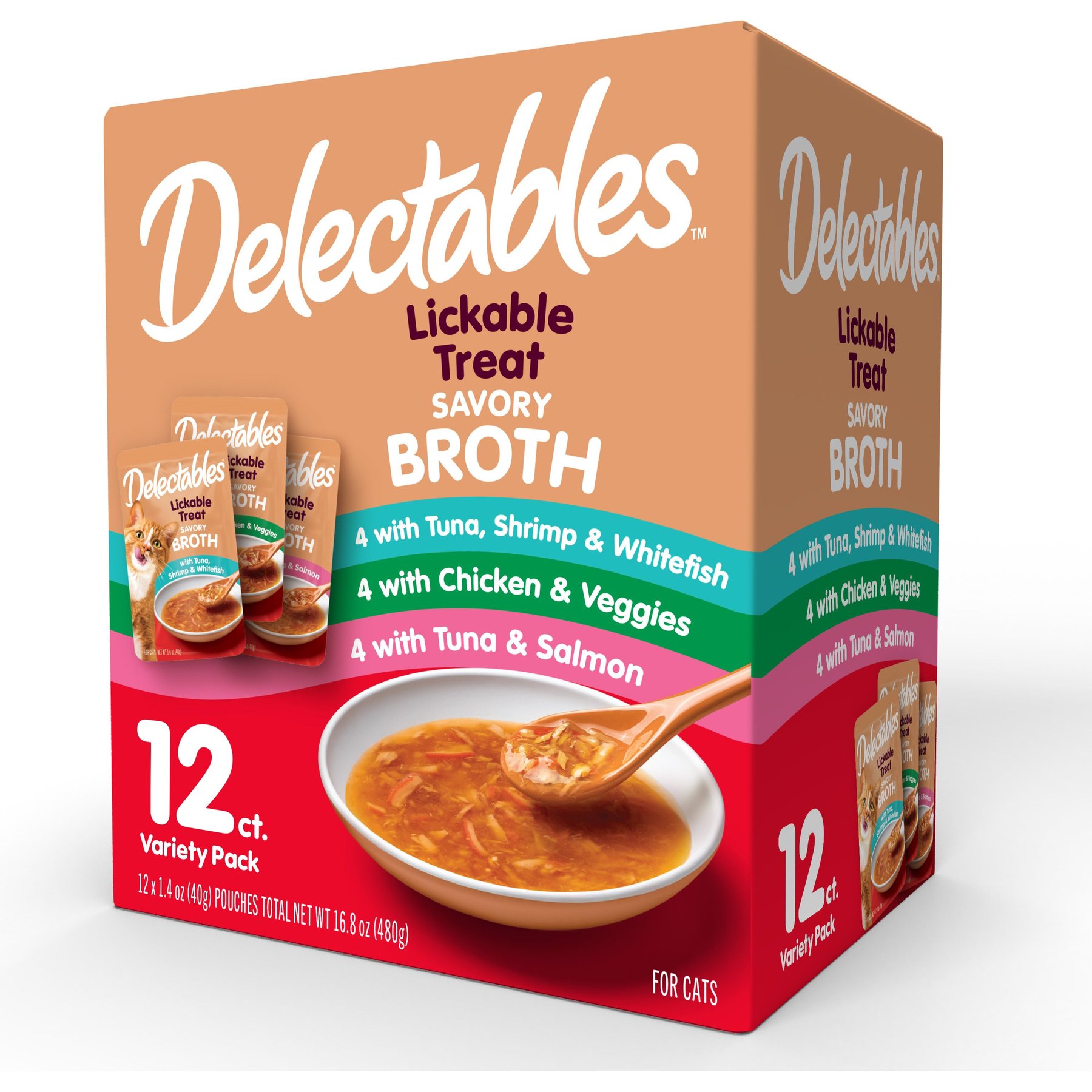 HARTZ Delectables Savory Broth Variety Pack Lickable Cat Treats