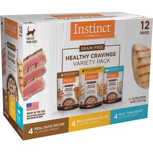 Instinct Healthy Cravings Grain-Free Cuts & Gravy Recipe Variety Pack Wet Cat Food Topper, 3-oz pouch, case of 24