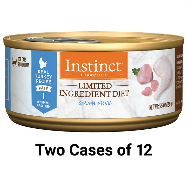 Instinct Limited Ingredient Diet Grain-Free Pate Real Turkey Recipe Natural Wet Canned Cat Food, 5.5-oz, case of 12, bundle of 2 slide 1 of 11
