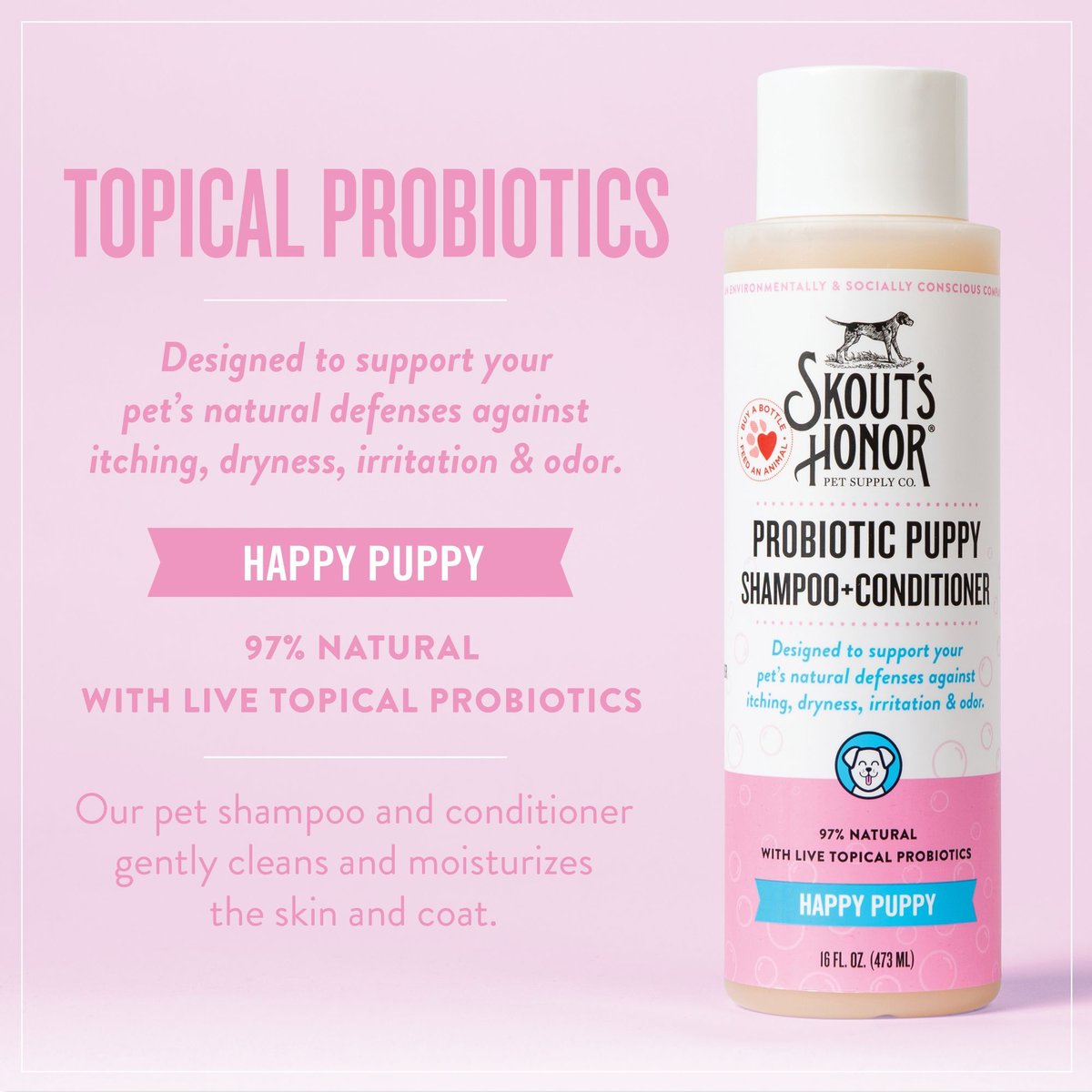 SKOUT'S HONOR Happy Puppy Probiotic Cat & Dog Shampoo & Conditioner, 16
