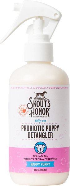 Skout's Honor Happy Puppy Probiotic Daily Use Cat & Dog Hair Detangler, 8-oz Bottle slide 1 of 8