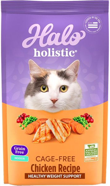 Halo Holistic Chicken & Chicken Liver Recipe Grain-Free Healthy Weight Indoor Cat Dry Cat Food, 10-lb bag, bundle of 2 slide 1 of 10