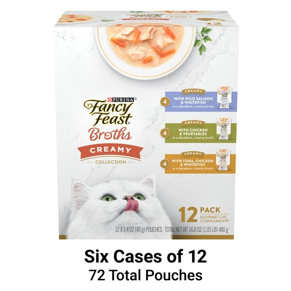 Fancy Feast Creamy Collection Variety Pack Grain-Free Wet Cat Food Topper, 1.4-oz pouch, case of 72 slide 1 of 9