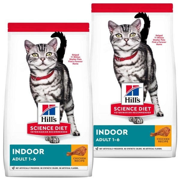 Hill's Science Diet Adult Indoor Chicken Recipe Dry Cat Food, 15.5-lb bag, bundle of 2 slide 1 of 10