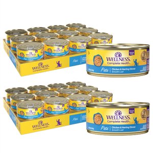 Wellness Complete Health Chicken & Herring Formula Grain-Free Canned Cat Food, 5.5-oz, case of 24, bundle of 2