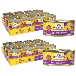Wellness Complete Health Turkey & Salmon Formula Grain-Free Canned Cat Food, 5.5-oz, case of 24, bundle of 2