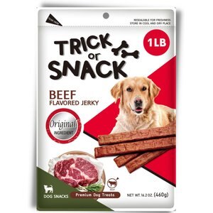 Trick or Snack Natural Smoked Delicious Soft Tender Nutritious Healthy Beef Original Jerky Dog Treat, 1-lb bag
