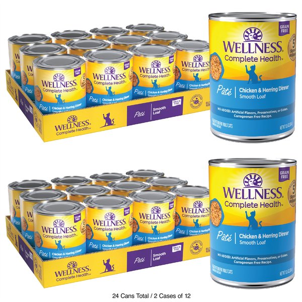 Wellness Complete Health Chicken & Herring Formula Grain-Free Canned Cat Food, 12.5-oz, case of 12, bundle of 2 slide 1 of 8