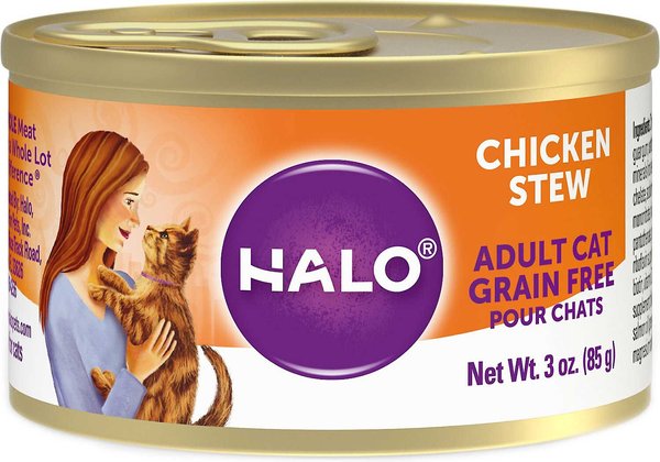 Halo Chicken Stew Recipe Grain-Free Adult Canned Cat Food, 3-oz, case of 12, bundle of 2 slide 1 of 10