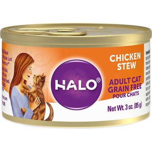 Halo Chicken Stew Recipe Grain-Free Adult Canned Cat Food, 3-oz, case of 12, bundle of 2