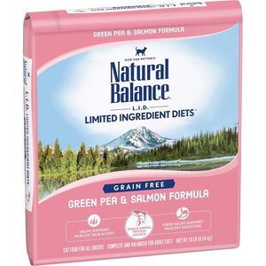 Natural Balance L.I.D. Limited Ingredient Diets Green Pea & Salmon Formula Grain-Free Dry Cat Food, 10-lb bag, bundle of 2