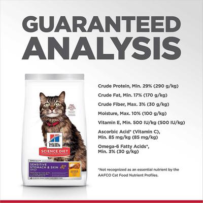 Show full view: Hill's Science Diet Adult Sensitive Stomach & Skin Chicken & Rice Recipe Dry Cat Food, 7-lb bag, bundle of 2 slide 6 of 13