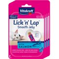 Vitakraft Lick 'n' Lap Jelly Salmon Low Calorie Interactive Wet Cat Treat, 2.1-oz pouch, pack of 4