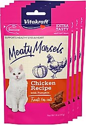 Vitakraft Meaty Morsels Chicken with Pumpkin Recipe Soft Cat Treats, 1.4-oz pouch, pack of 4