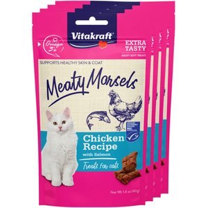 Vitakraft Meaty Morsels Chicken with Salmon Recipe Soft Cat Treats, 1.4-oz pouch, pack of 4