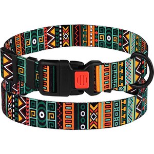 CollarDirect Tribal Pattern Aztec Design Nylon Dog Collar, Multicolor 1, Small