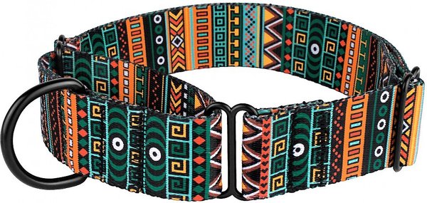 CollarDirect Tribal Pattern Aztec Design Nylon Martingale Dog Collar, Multicolor 1, Large slide 1 of 4