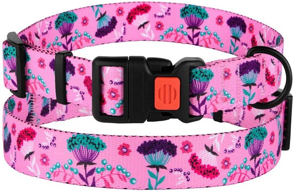 CollarDirect Floral Design Pattern Nylon Dog Collar, Pink, Medium slide 1 of 5