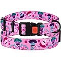 CollarDirect Floral Design Pattern Nylon Dog Collar, Pink, Medium