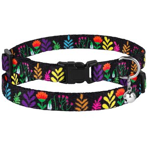 CollarDirect Floral Design Pattern Nylon Cat Collar, Black