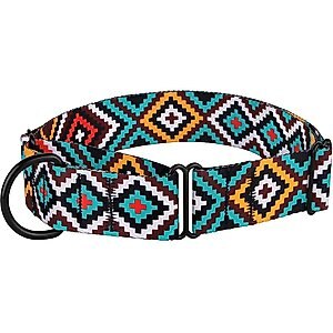 CollarDirect Tribal Pattern Ethnic Design Nylon Martingale Dog Collar, Multicolor 1, Medium