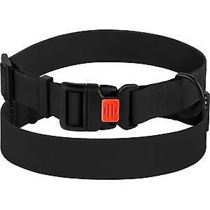 CollarDirect Waterproof PVC Coated Dog Collar, Black, Medium
