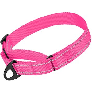 CollarDirect Reflective Martingale Nylon Dog Collar, Pink, Medium
