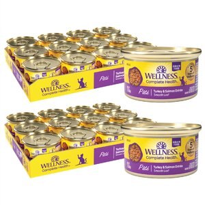 Wellness Complete Health Turkey & Salmon Formula Grain-Free Canned Cat Food, 3-oz, case of 48