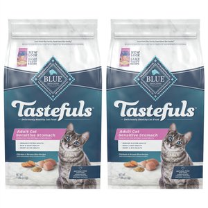 Blue Buffalo Tastefuls Sensitive Stomach Natural Chicken Adult Dry Cat Food, 7-lb bag, bundle of 2