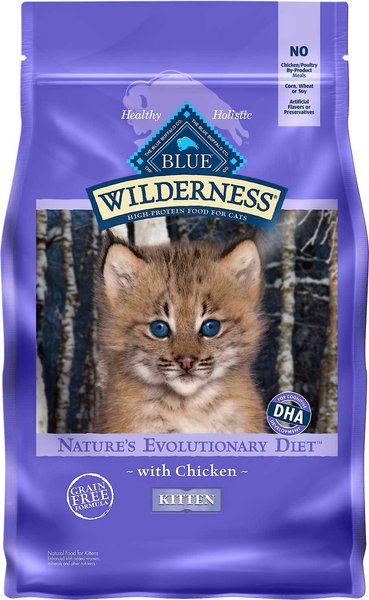 Blue Buffalo Wilderness Kitten Chicken Recipe Grain-Free Dry Cat Food, 2-lb bag, bundle of 2 slide 1 of 7