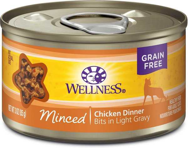 Wellness Minced Chicken Dinner Grain-Free Canned Cat Food, 3-oz, case of 24, bundle of 2 slide 1 of 7