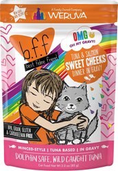 BFF Tuna & Salmon Sweet Cheeks Dinner in Gravy Wet Cat Food Pouches, 3-oz, case of 24
