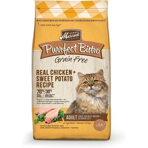 Merrick Purrfect Bistro Grain-Free Real Chicken + Sweet Potato Recipe Adult Dry Cat Food, 4-lb bag, bundle of 2