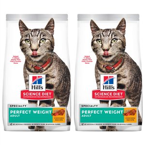 Hill's Science Diet Adult Perfect Weight Chicken Recipe Dry Cat Food, 7-lb bag, bundle of 2