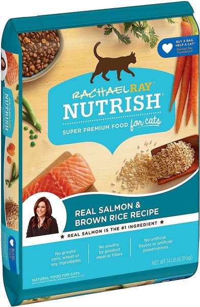 RACHAEL RAY NUTRISH Natural Salmon & Brown Rice Recipe Dry Cat Food, 14 ...