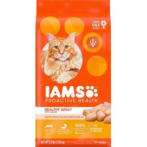 Iams ProActive Health Healthy Adult Original with Chicken Dry Cat Food, 3.5-lb bag, bundle of 2