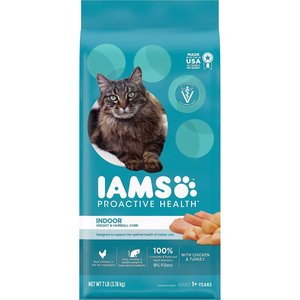 Iams ProActive Health Indoor Weight & Hairball Care Dry Cat Food, 7-lb bag, bundle of 2