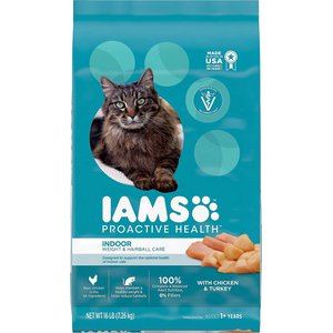 Iams ProActive Health Indoor Weight & Hairball Care Dry Cat Food, 16-lb bag, bundle of 2