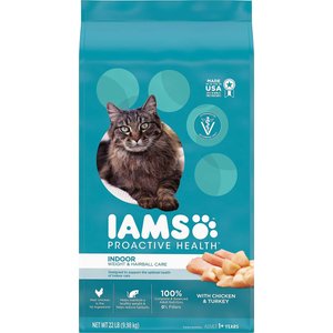 Iams ProActive Health Indoor Weight & Hairball Care Dry Cat Food, 22-lb bag, bundle of 2