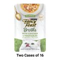 Fancy Feast Classic Broths with Chicken & Vegetables Supplemental Cat Food Pouches, 1.4-oz, case of 16, bundle of 2