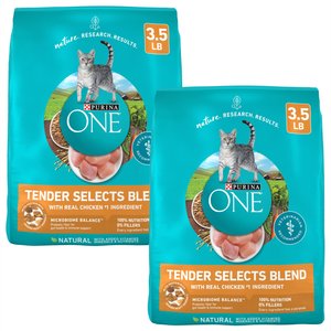 Purina ONE Tender Selects Blend with Real Chicken Dry Cat Food, 3.5-lb bag, bundle of 2