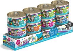 BFF OMG Rainbow Road Variety Pack Grain-Free Canned Cat Food, 2.8-oz, pack of 12, bundle of 2