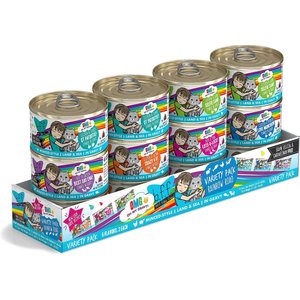 BFF OMG Rainbow Road Variety Pack Grain-Free Canned Cat Food, 2.8-oz, pack of 12, bundle of 2