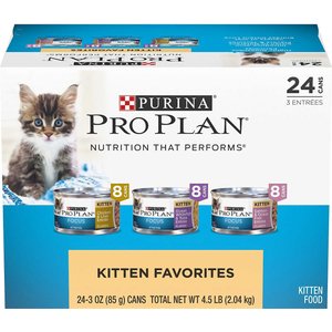 Purina Pro Plan Focus Kitten Favorites Variety Pack Canned Cat Food, 3-oz can, case of 24, bundle of 2